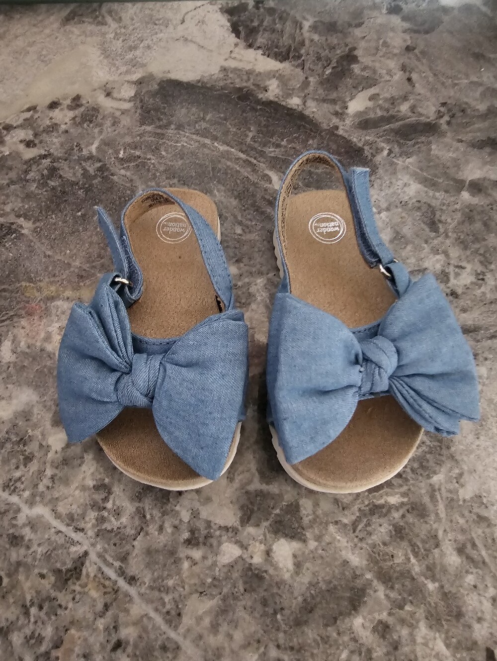 Wonder Nation Girls Blue Bow Slingback Sandals